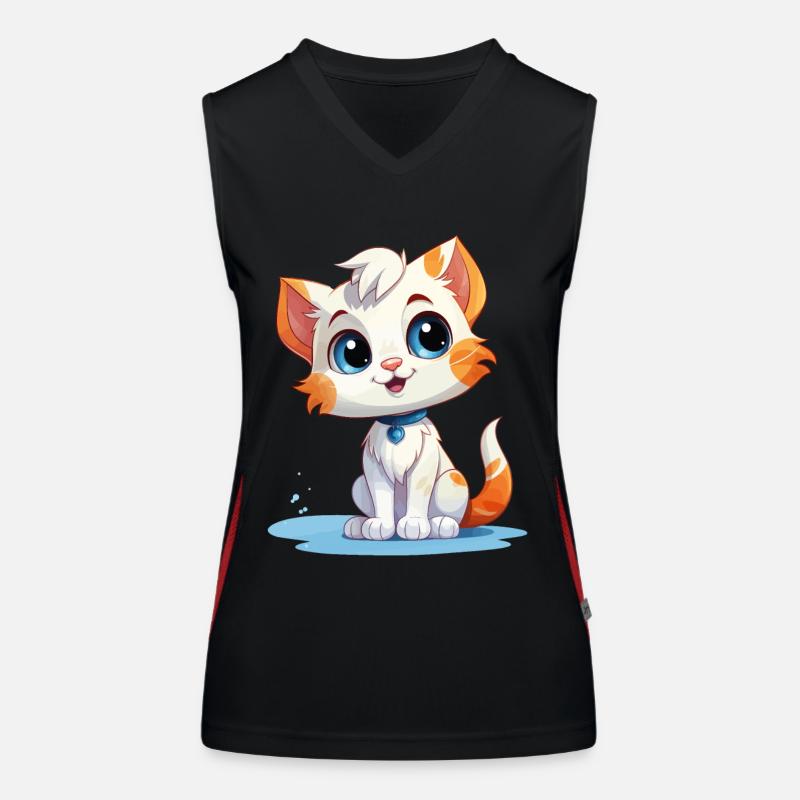 Chat mignon mignon rit chaton heureux chat Débardeur respirant contrasté Femme