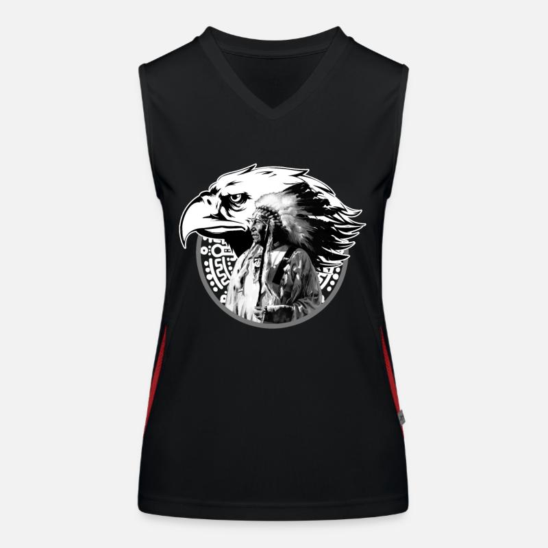 Indian chief eagle totem gift idea Women's Functional Contrast Tank Top