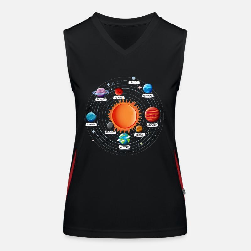 Cadeau d’astronomie des planètes du système solaire Débardeur respirant contrasté Femme