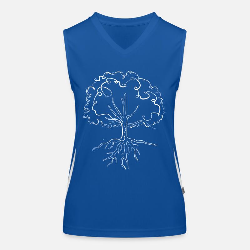 Tree with roots Environmental protection - one line drawing Women's Functional Contrast Tank Top