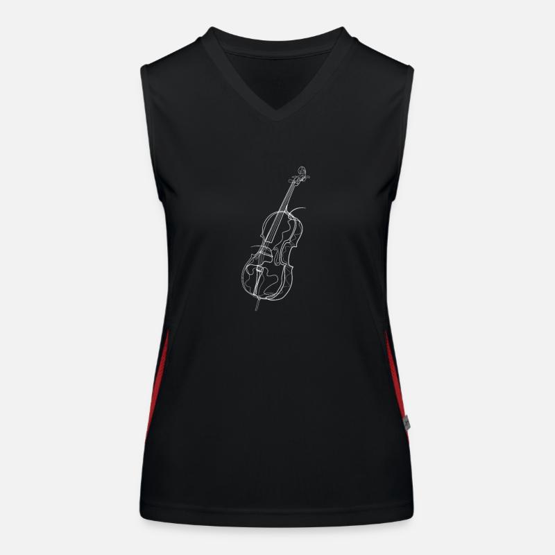 Cello - one line drawing Women's Functional Contrast Tank Top