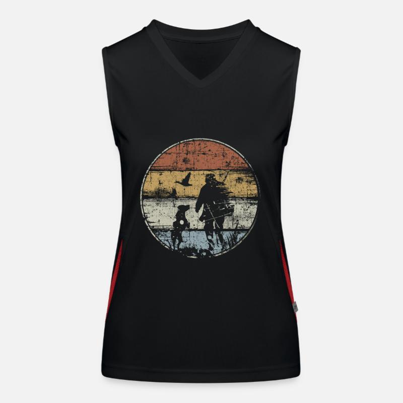 Hunter with hunting dog Women's Functional Contrast Tank Top