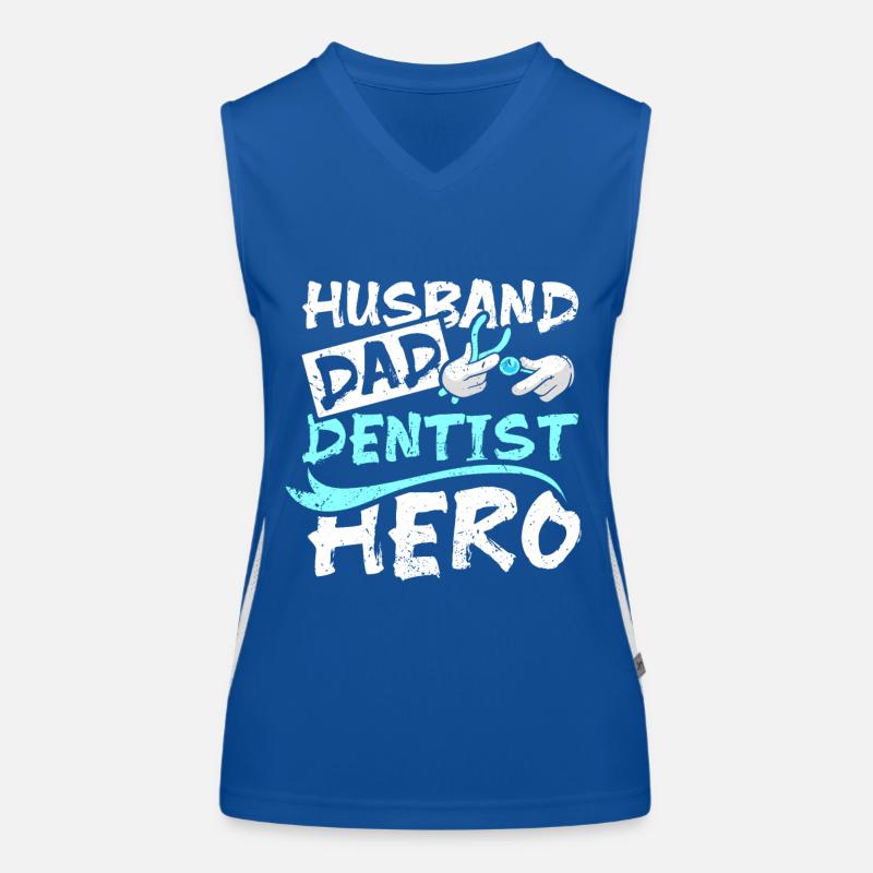 Husband dad dentist hero Women's Functional Contrast Tank Top