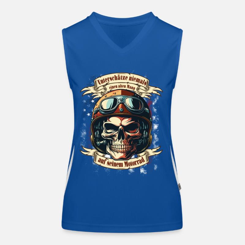 Alter Mann Motorrad Biker Spruch Funktionelles Kontrast-Tank Top für Frauen