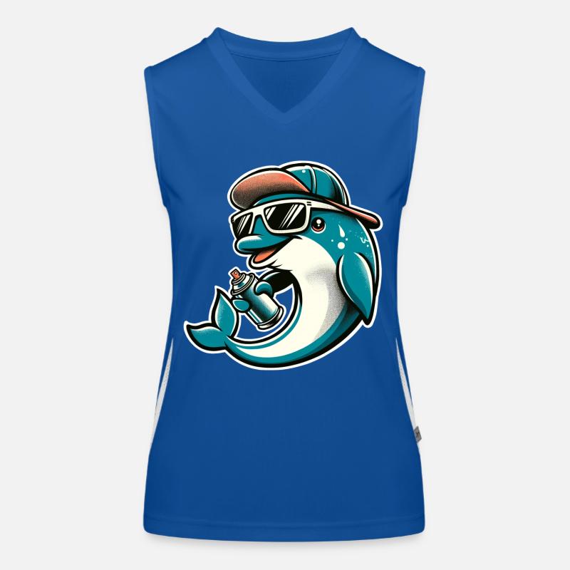 Dolphin Graffiti Sprayer Spray Can Women's Functional Contrast Tank Top