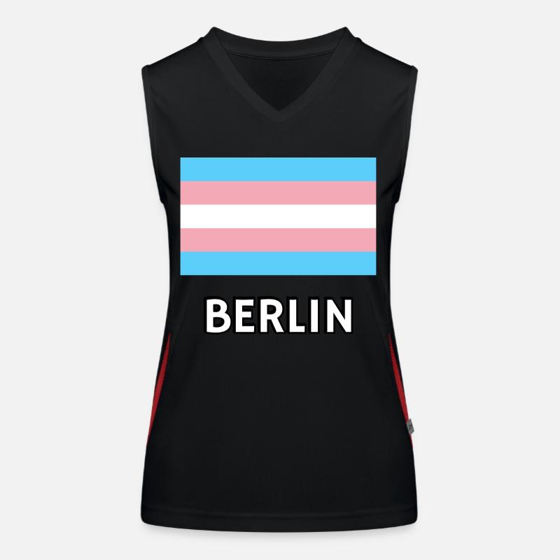 Trans Pride Flagge Berlin Funktionelles Kontrast-Tank Top für Frauen