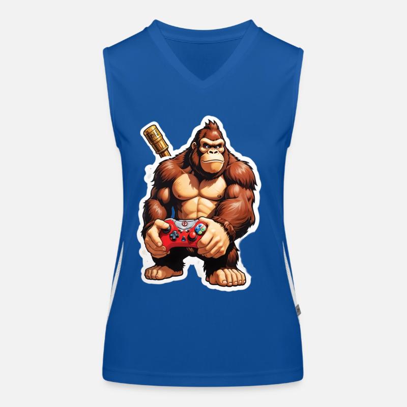 Retro Gamer Gorilla mit Controller Konsolenspiele Funktionelles Kontrast-Tank Top für Frauen
