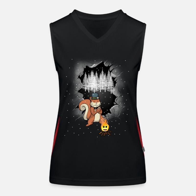 Waldbewohner Eichhörnchen Lagerfeuer Märchen Funktionelles Kontrast-Tank Top für Frauen