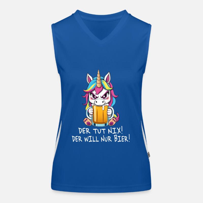 Einhorn - Der tut nix der will nur Bier trinken Funktionelles Kontrast-Tank Top für Frauen