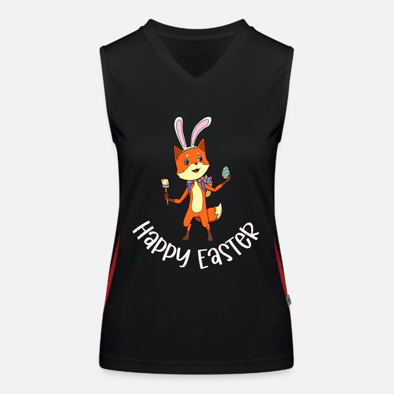 Fox with rabbit ears - Happy Easter - Women's Functional Contrast Tank Top - black/red