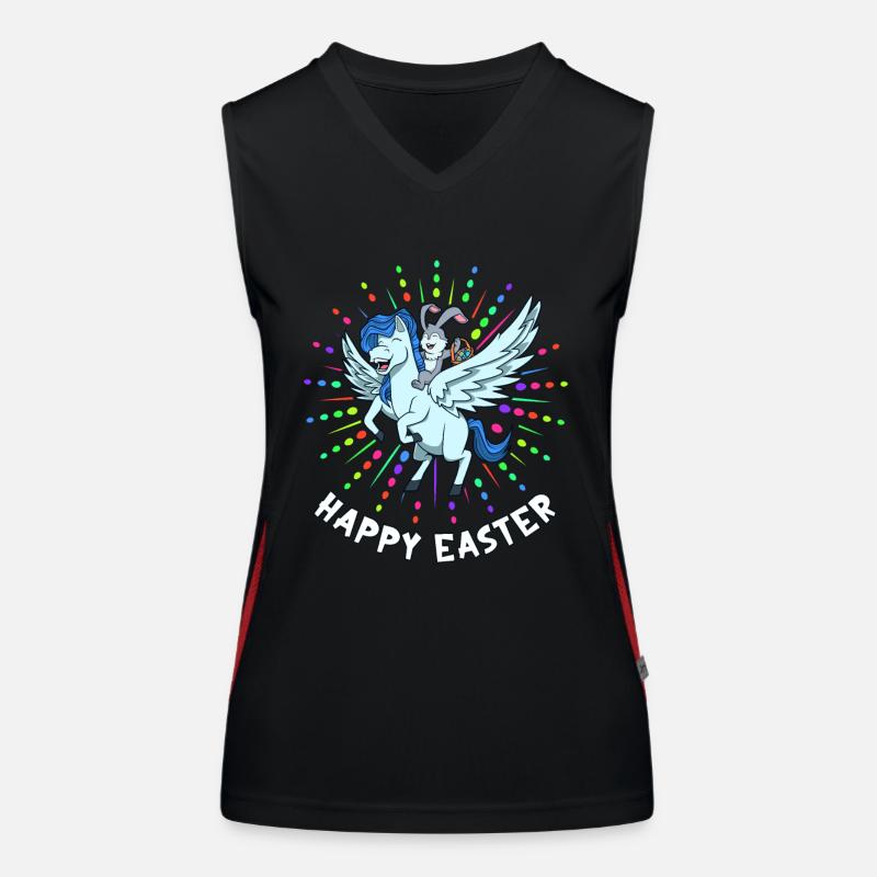 Easter rides on Pegasus - Happy Easter Women's Functional Contrast Tank Top