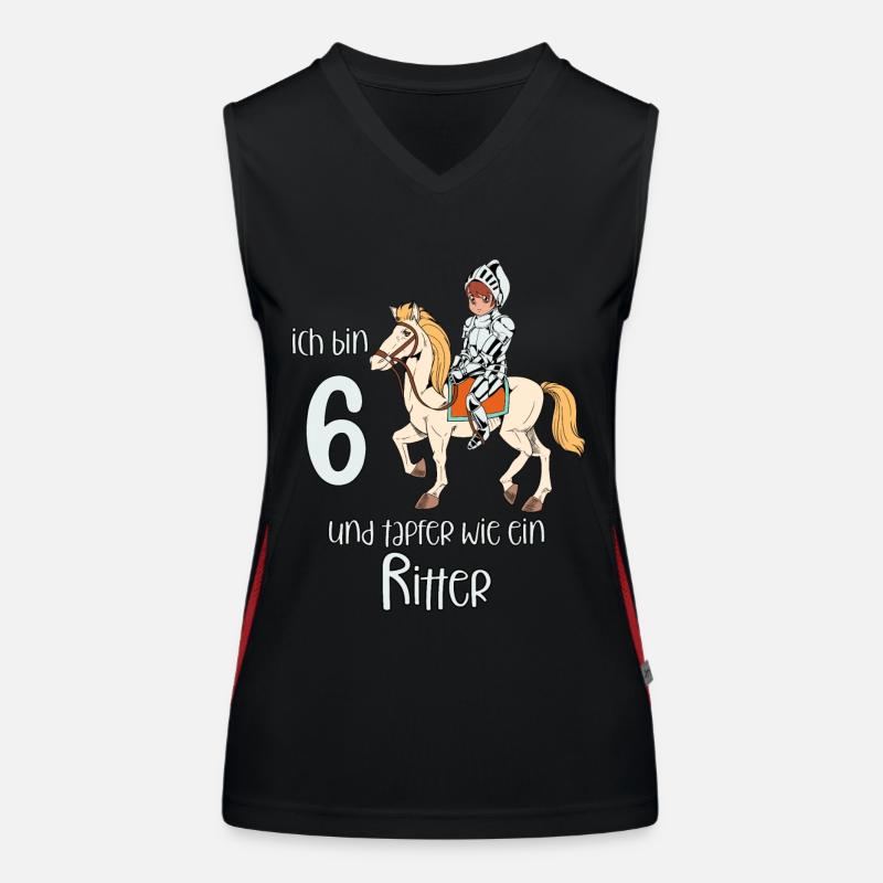 Geburtstagsshirt Ritter - 6 Geburtstag Junge Funktionelles Kontrast-Tank Top für Frauen