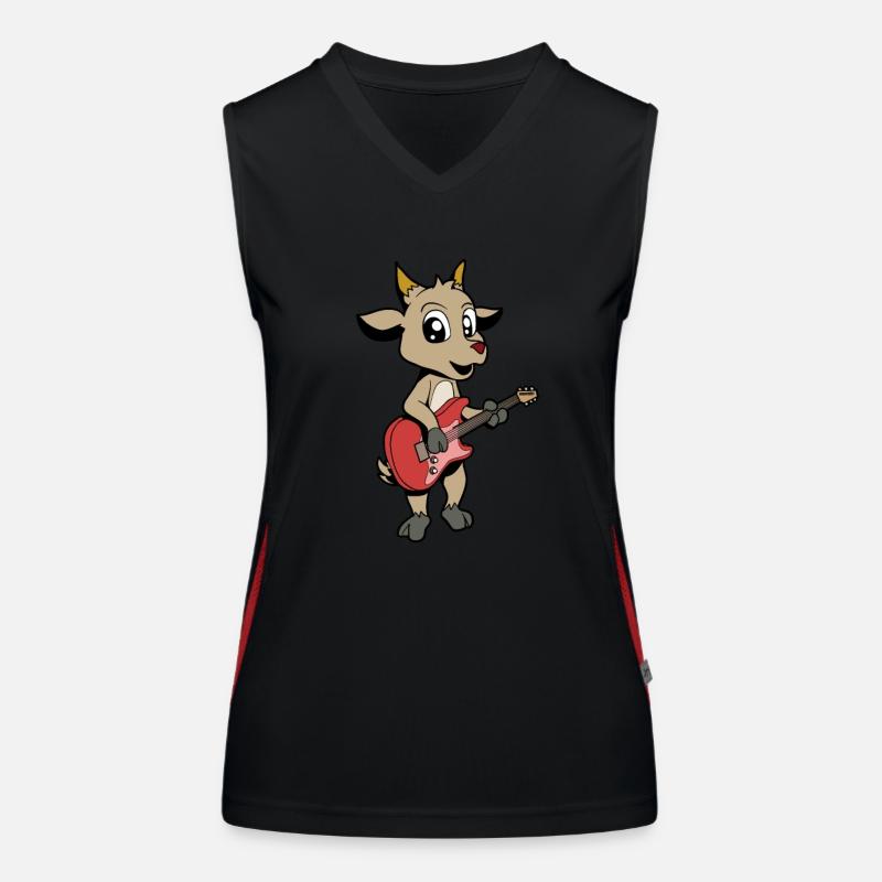 Comic Ziege spielt E-Gitarre Funktionelles Kontrast-Tank Top für Frauen