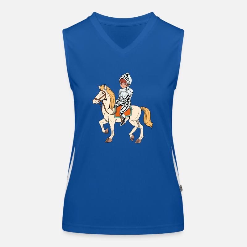 Garçon en armure monte à cheval - chevalier Débardeur respirant contrasté Femme