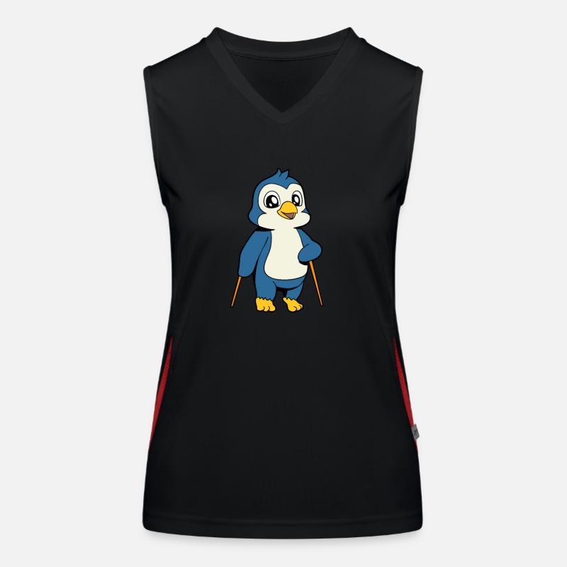 Nordic Walking Comic Pinguin Funktionelles Kontrast-Tank Top für Frauen