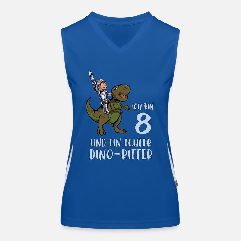 Geburtstagsshirt Dino Ritter - 8 Geburtstag Junge Funktionelles Kontrast-Tank Top für Frauen