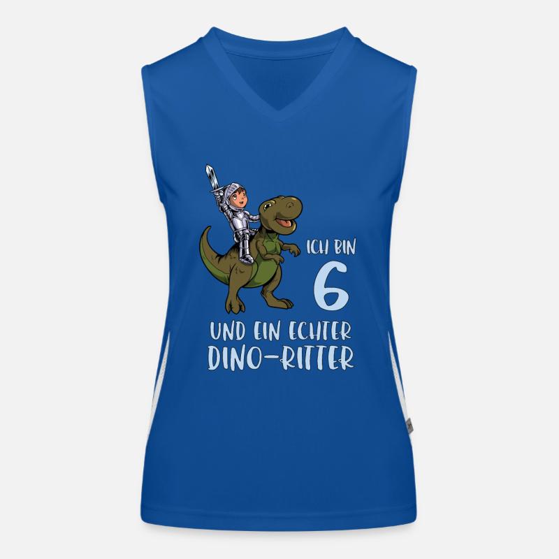 Geburtstagsshirt Dino Ritter - 6 Geburtstag Junge Funktionelles Kontrast-Tank Top für Frauen