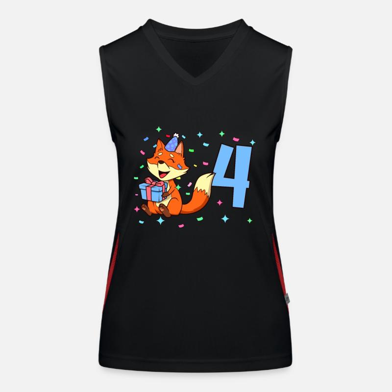 With Fox - Boy's Birthday 4 years Women's Functional Contrast Tank Top