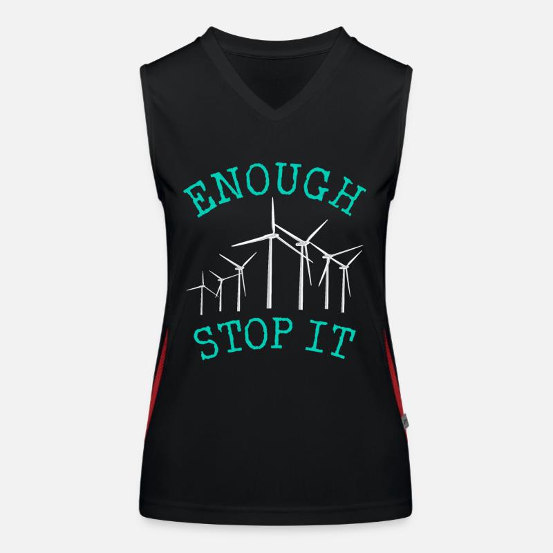 No to wind turbines, Enough, Stop it Women's Functional Contrast Tank Top