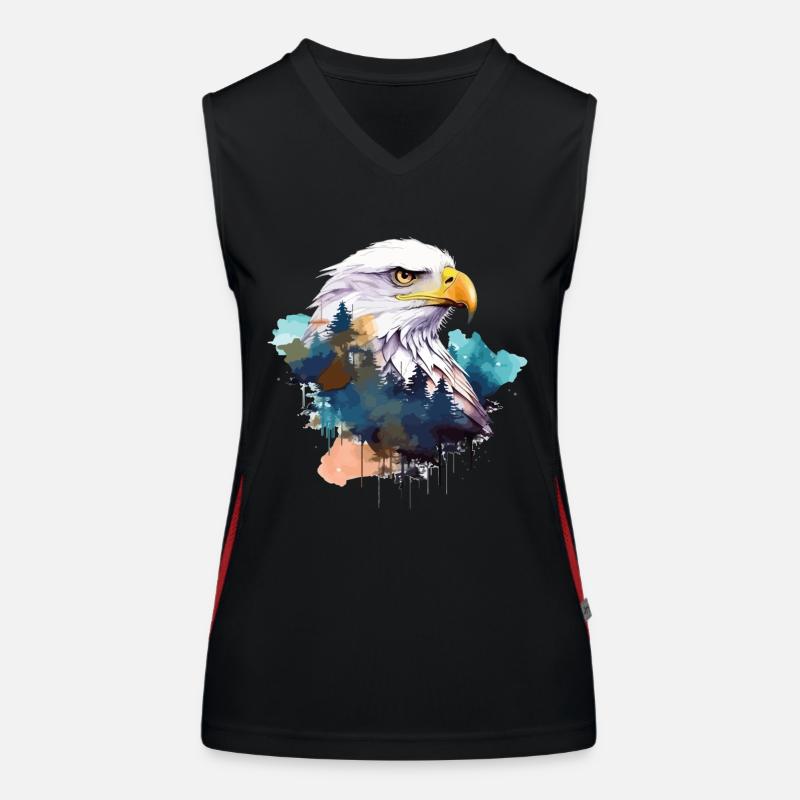 Eagle Head Nature Wilderness Forest Trees Art Women's Functional Contrast Tank Top