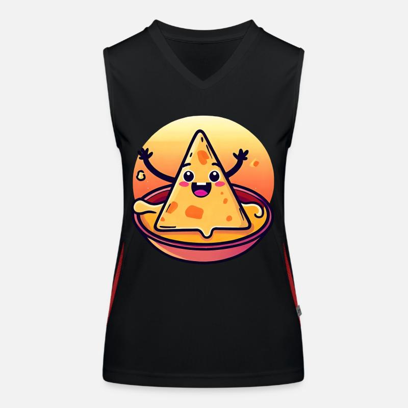 Chips de nacho dans un bain de fromage crémeux Débardeur respirant contrasté Femme