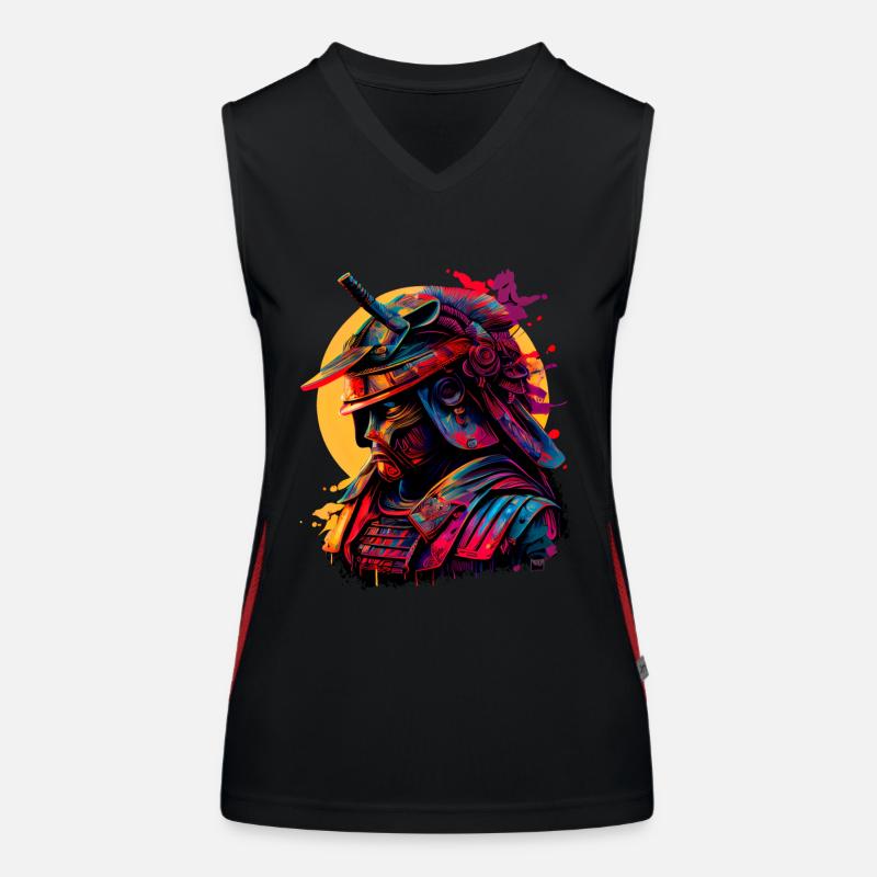 illustration Samurai Warrior Japan Women's Functional Contrast Tank Top