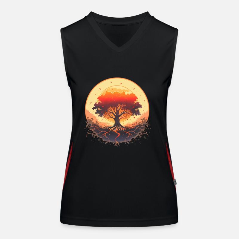 Baum des Lebens Kreislauf der Geburt und Wachstum Funktionelles Kontrast-Tank Top für Frauen