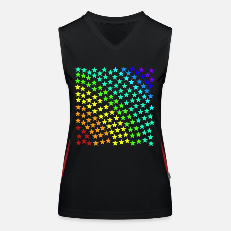 Regenbogen Stern Sterne bunt Geschenkidee Muster Funktionelles Kontrast-Tank Top für Frauen