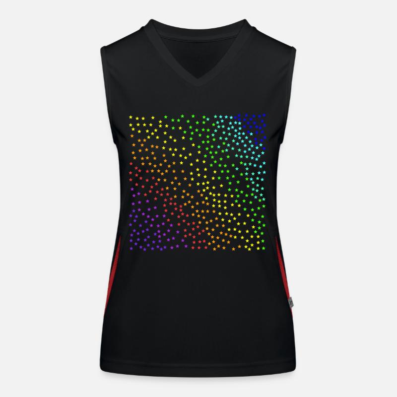 Sterne bunt Sternenhimmel Regenbogen Geschenkidee Funktionelles Kontrast-Tank Top für Frauen