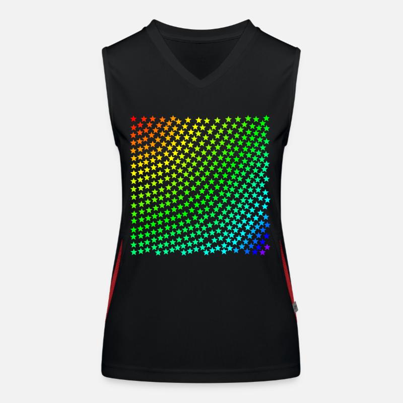 Stern Sterne Regenbogen bunt Geschenkidee Funktionelles Kontrast-Tank Top für Frauen