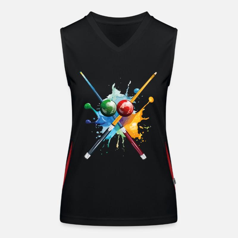 Billard Pool Snooker Queue Kugeln Splash Bunt Funktionelles Kontrast-Tank Top für Frauen