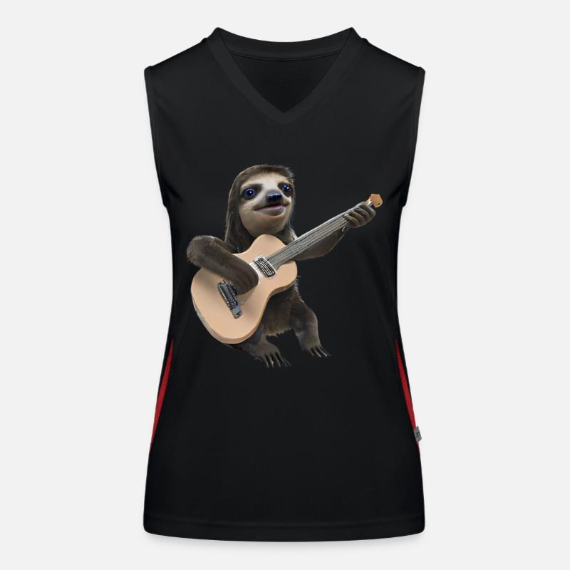 Sloth with guitar Women's Functional Contrast Tank Top