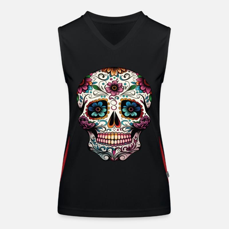 Mexican decorative skull Women's Functional Contrast Tank Top