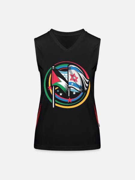 Unity for Peace Flags of Israel Palestine - Women's Functional Contrast Tank Top - black/red - Front