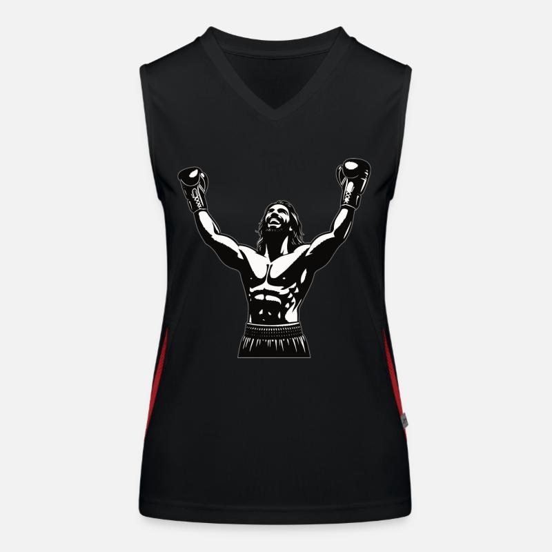 Boxer mit Siegerpose - cooles Boxing Design Funktionelles Kontrast-Tank Top für Frauen