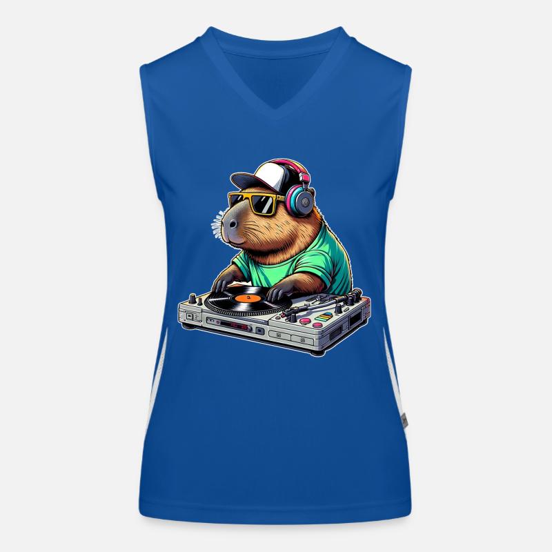 Capybara Dj Funktionelles Kontrast-Tank Top für Frauen
