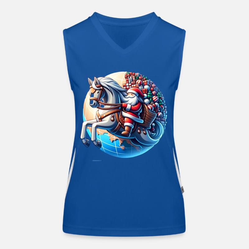 Weihnachtsmann Weihnachtsschlitten Geschenke Funktionelles Kontrast-Tank Top für Frauen
