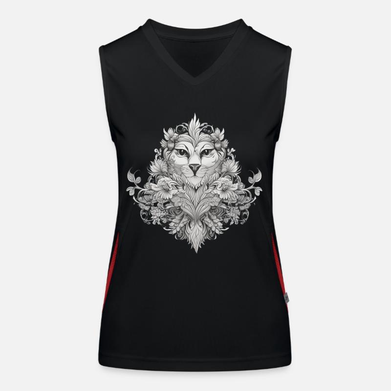 lion in floral patterns Women's Functional Contrast Tank Top