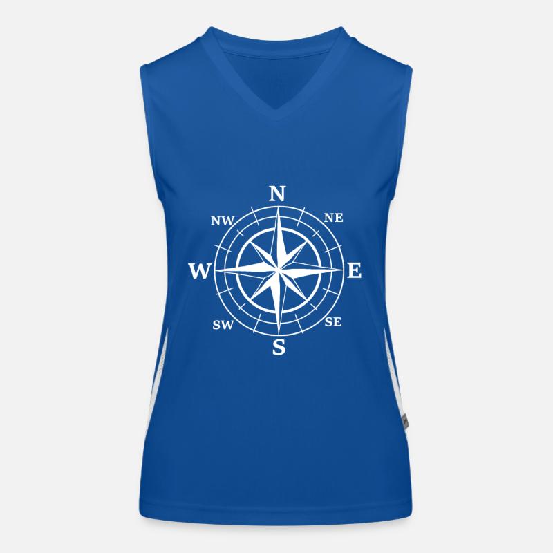 Nautik Windrose Kompass Seefahrt Maritim Ahoi Funktionelles Kontrast-Tank Top für Frauen