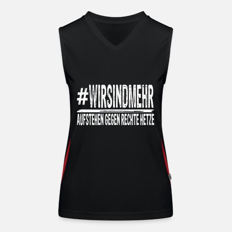 Wir sind mehr gegen Rechte Hetzte Funktionelles Kontrast-Tank Top für Frauen