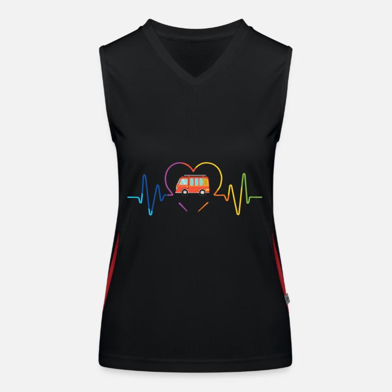 Camper Van Herzschlag Geschenkidee Funktionelles Kontrast-Tank Top für Frauen