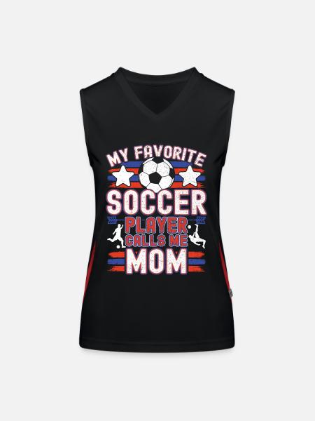 Soccer Maman Maman Soccer Maman Joueur de soccer - Débardeur respirant contrasté Femme - noir/rouge - Devant