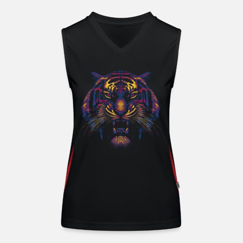 Colored tiger head Women's Functional Contrast Tank Top