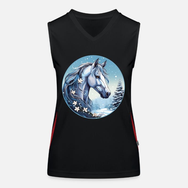 Pferd mit Schneeflocken Funktionelles Kontrast-Tank Top für Frauen