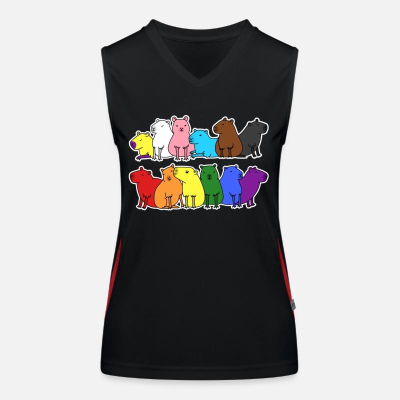 Pride Progress Flagge Capybara Gleichberechtigung Funktionelles Kontrast-Tank Top für Frauen