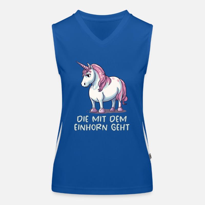 Die mit dem Einhorn geht Funktionelles Kontrast-Tank Top für Frauen