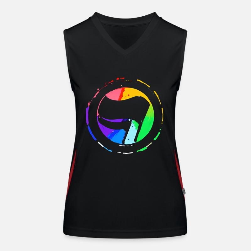 Regenbogen Antifa Flagge Funktionelles Kontrast-Tank Top für Frauen