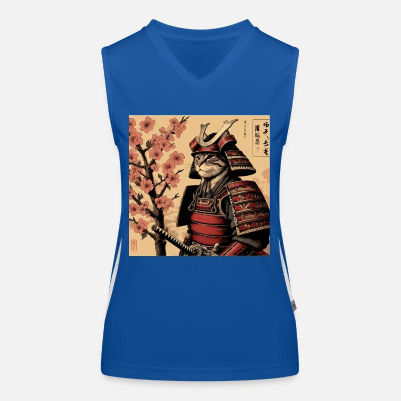 Chat samouraï Fleurs de cerisier Débardeur respirant contrasté Femme