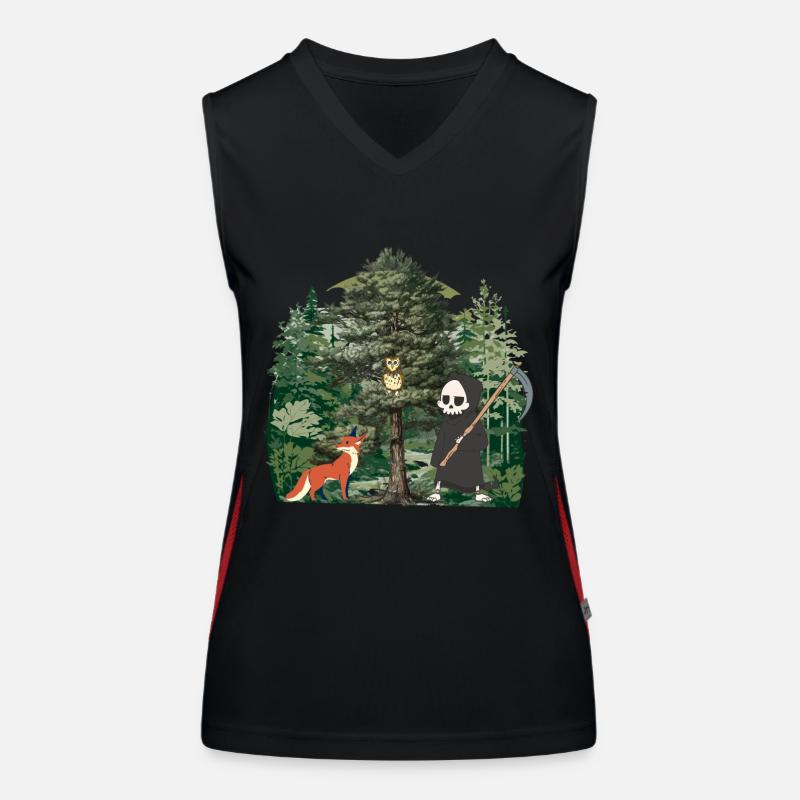 Waldbewohner Sensenmann Fantasy Halloween Tod Funktionelles Kontrast-Tank Top für Frauen