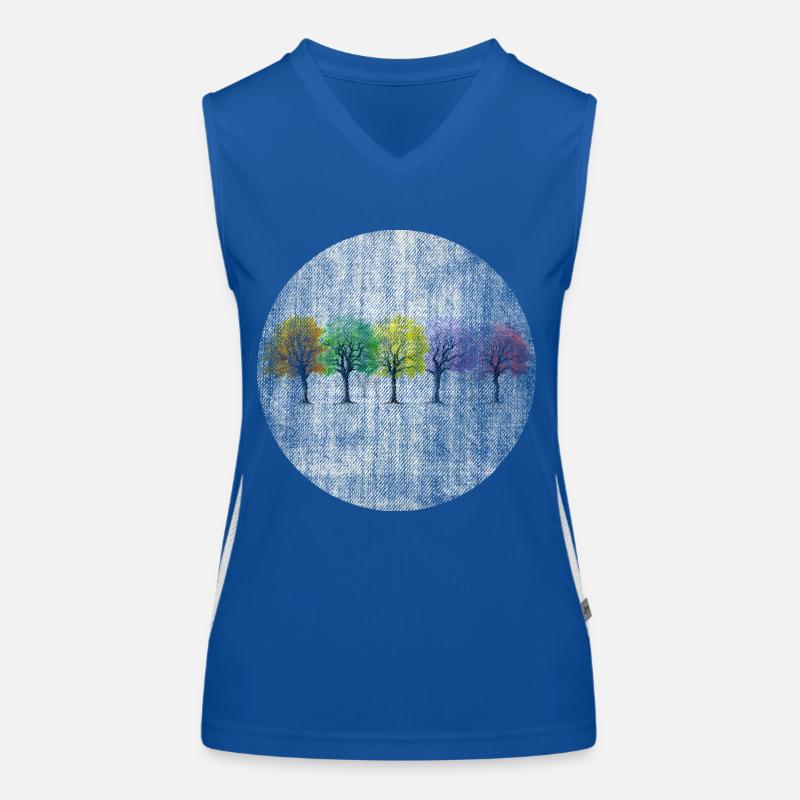 Bunte Bäume retro bunt Funktionelles Kontrast-Tank Top für Frauen